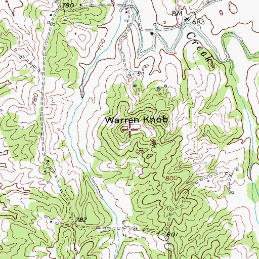 Topographic Map of Warren Knob, KY