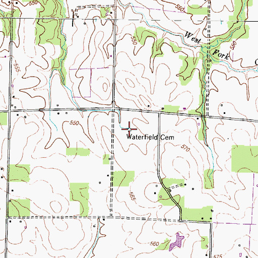 Topographic Map of Waterfield Cemetery, KY