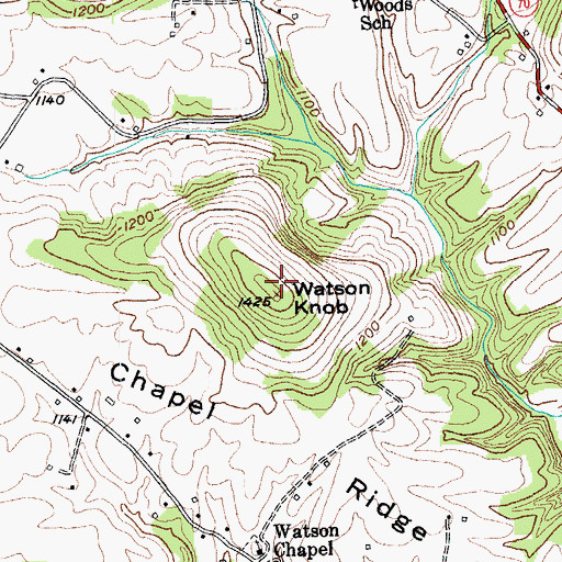 Topographic Map of Watson Knob, KY