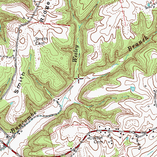 Topographic Map of Wesley Branch, KY