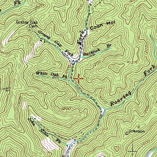 Topographic Map of White Oak Fork, KY