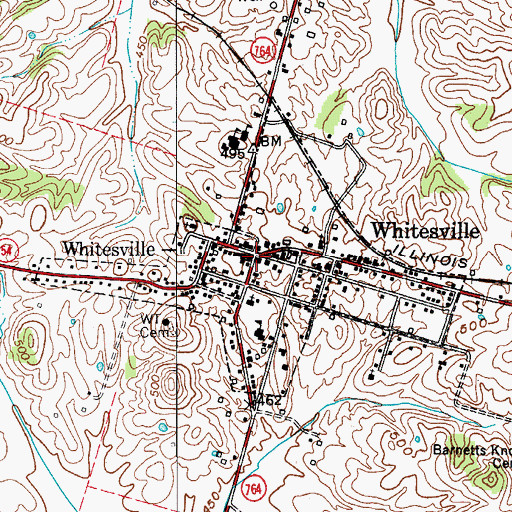 Topographic Map of Whitesville, KY