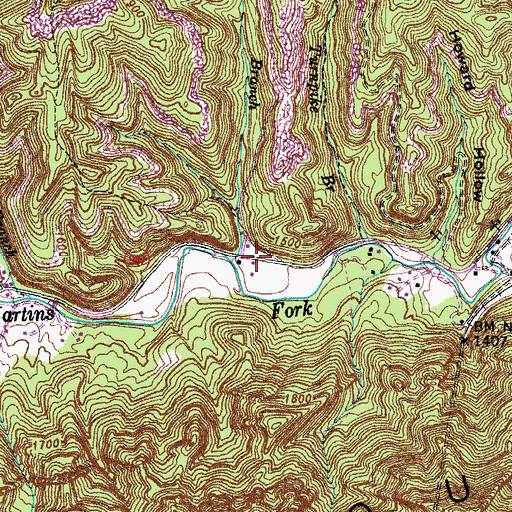 Topographic Map of Wilder Branch, KY