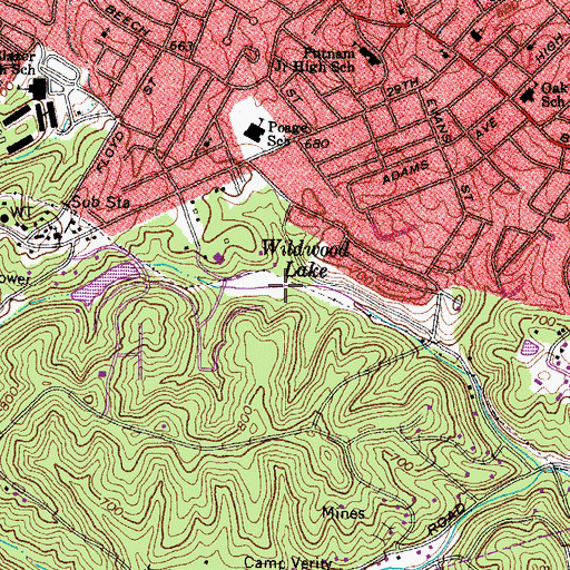 Topographic Map of Wildwood Lake, KY