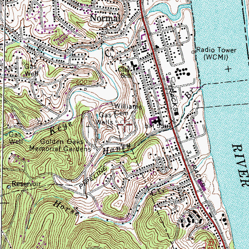Topographic Map of Golden Oaks Memorial Gardens, KY