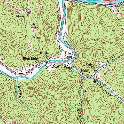 Topographic Map of Williams Branch, KY