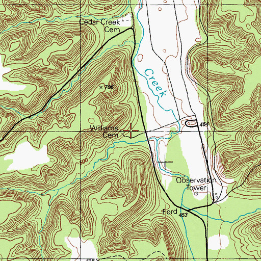 Topographic Map of Williams Cemetery, KY