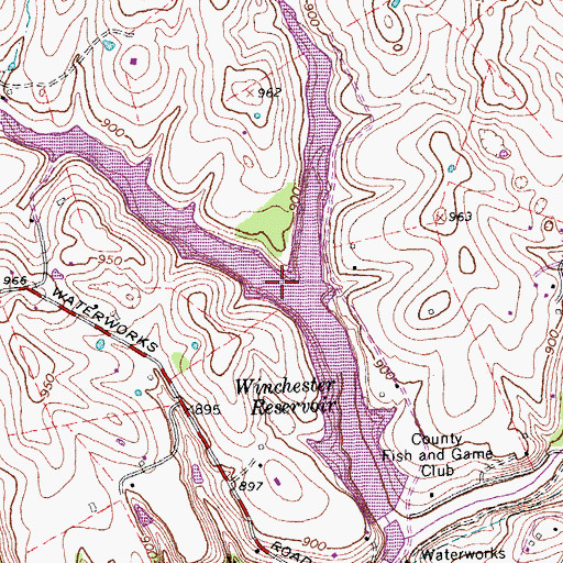 Topographic Map of Winchester Reservoir, KY
