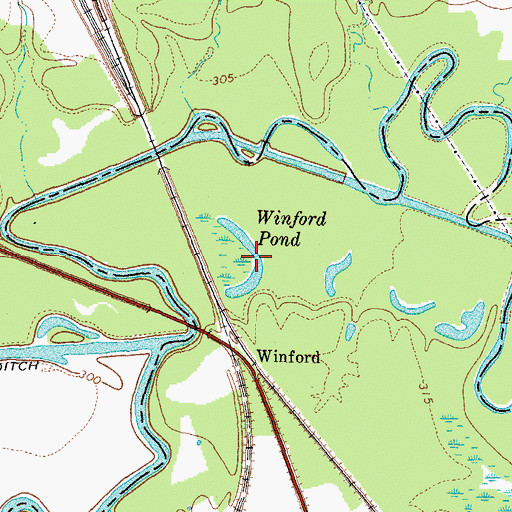 Topographic Map of Winford Pond, KY