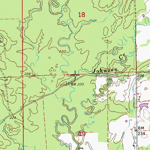 Topographic Map of Johnson Creek, AR