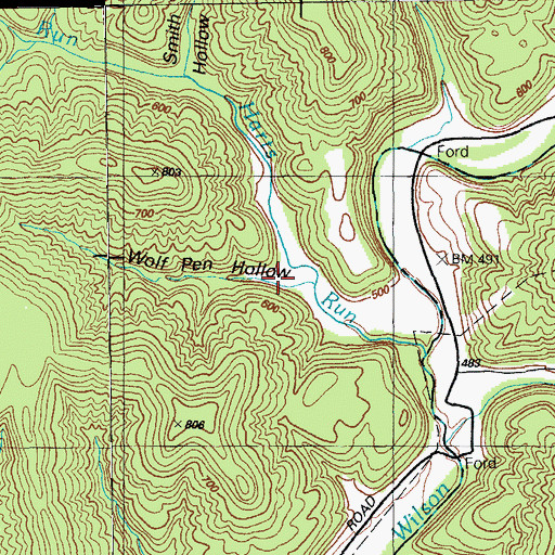 Topographic Map of Wolf Pen Hollow, KY
