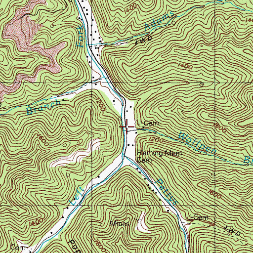 Topographic Map of Wolfpen Branch, KY