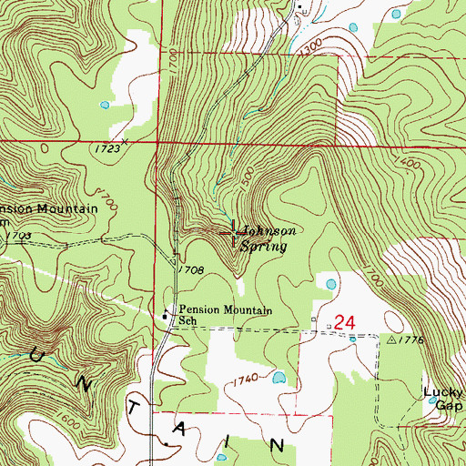 Topographic Map of Johnson Spring, AR