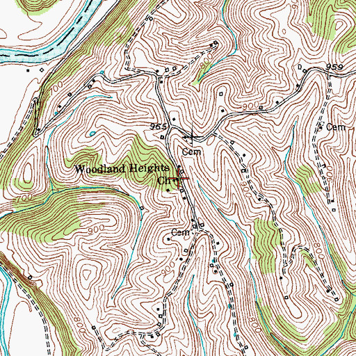 Topographic Map of Woodland Heights Church, KY