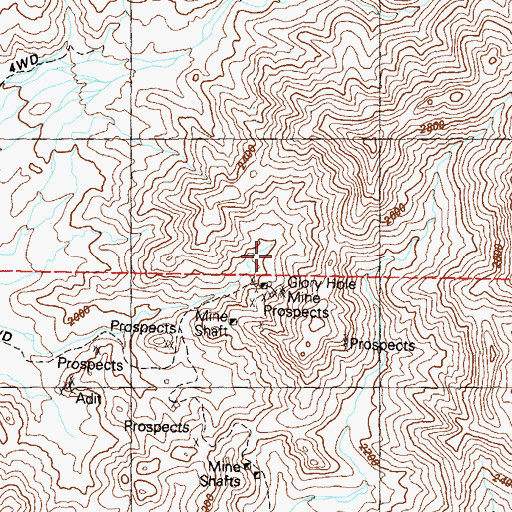 Topographic Map of Glory Hole Mine, AZ