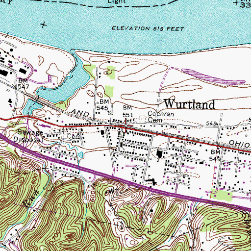 Topographic Map of Wurtland, KY