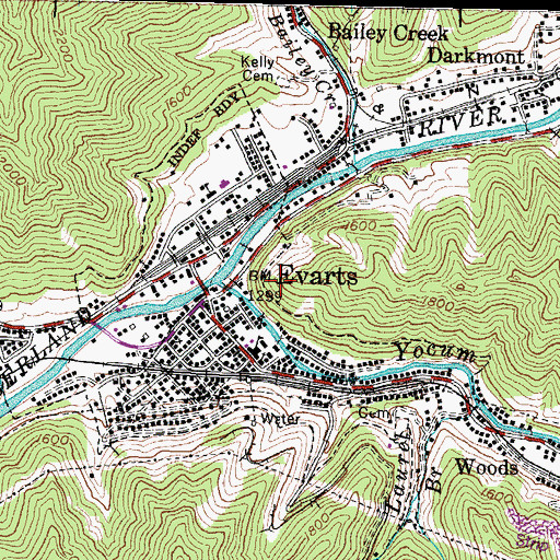 Topographic Map of Yocum Creek, KY