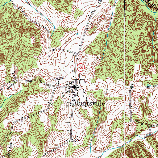 Topographic Map of Huntsville, KY