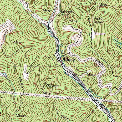 Topographic Map of Allock, KY