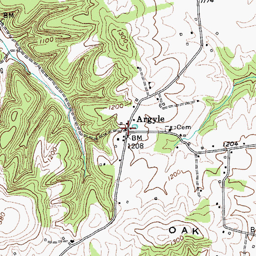 Topographic Map of Argyle, KY