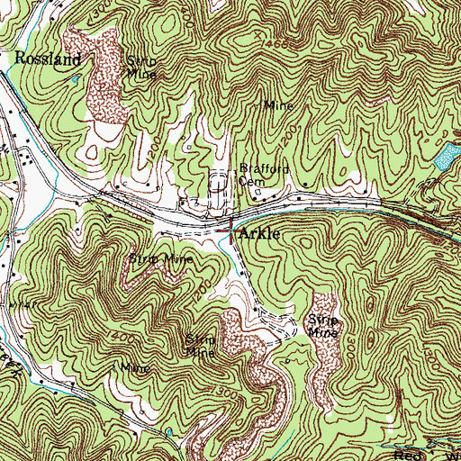 Topographic Map of Arkle, KY