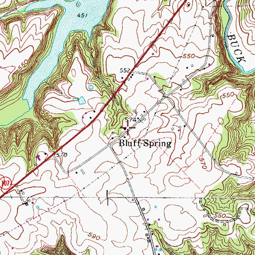 Topographic Map of Bluff Spring, KY