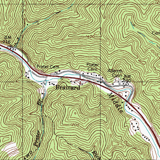 Topographic Map of Brainard, KY