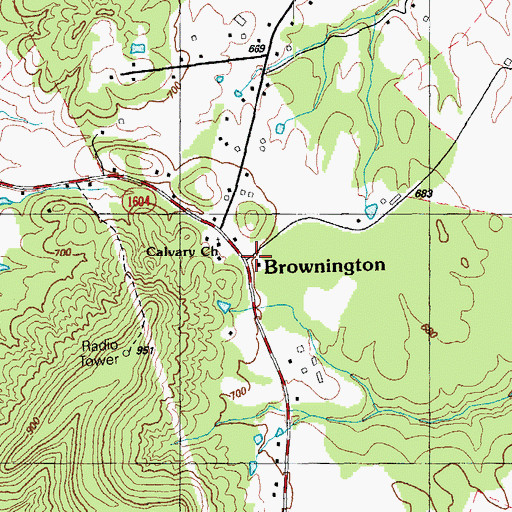 Topographic Map of Brownington, KY