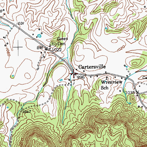 Topographic Map of Cartersville, KY