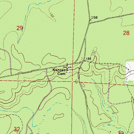 Topographic Map of Kansas Cemetery, AR