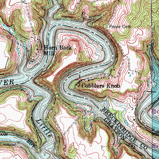 Topographic Map of Cobblers Knob, KY