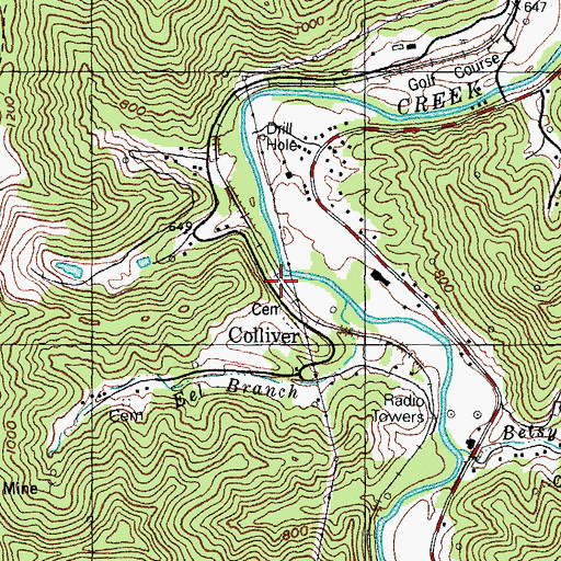 Topographic Map of Colliver, KY