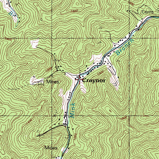 Topographic Map of Craynor, KY