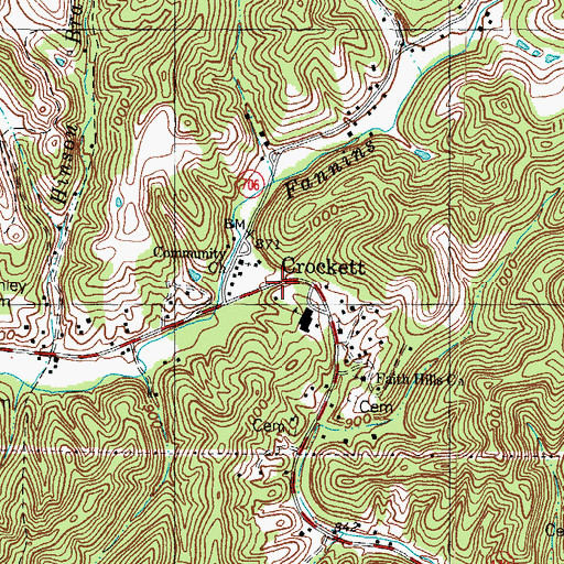 Topographic Map of Crockett, KY