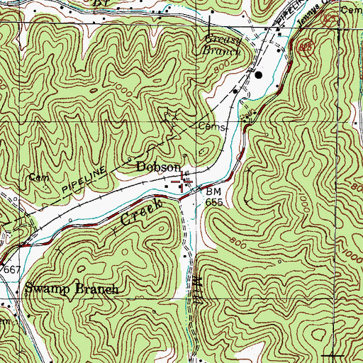 Topographic Map of Dobson, KY