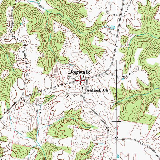 Topographic Map of Dogwalk, KY