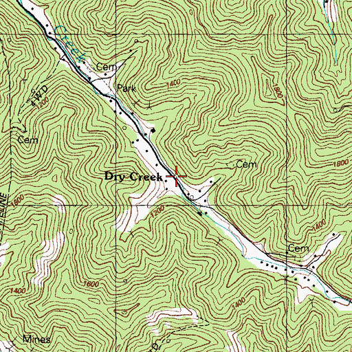 Topographic Map of Dry Creek, KY