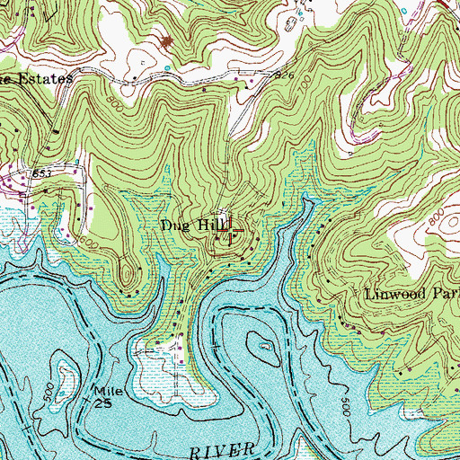 Topographic Map of Dug Hill, KY