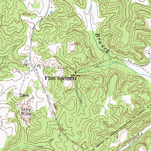 Topographic Map of Flint Springs, KY