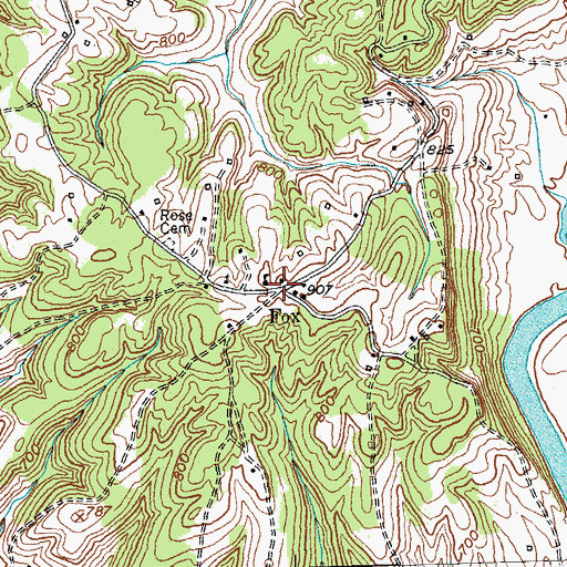 Topographic Map of Fox, KY