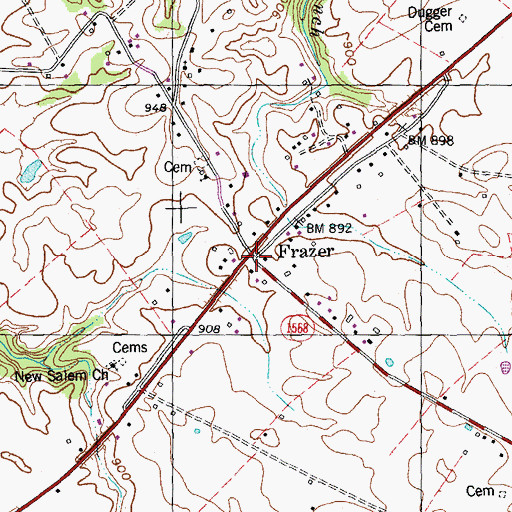 Topographic Map of Frazer, KY