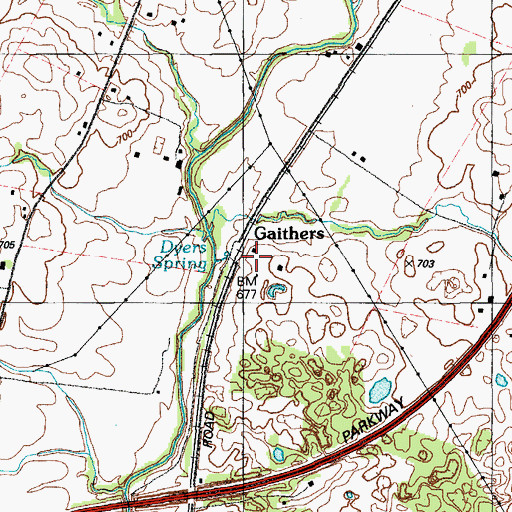 Topographic Map of Gaithers, KY