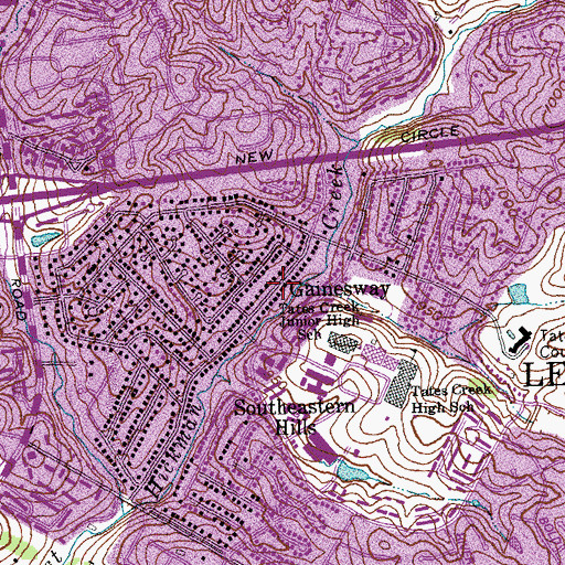 Topographic Map of Gainesway, KY