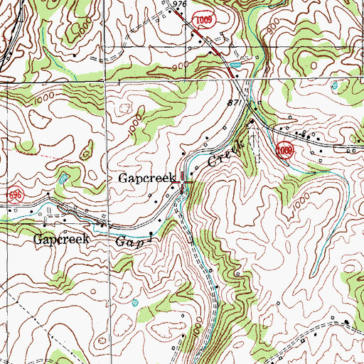 Topographic Map of Gapcreek, KY