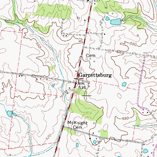Topographic Map of Garrettsburg, KY