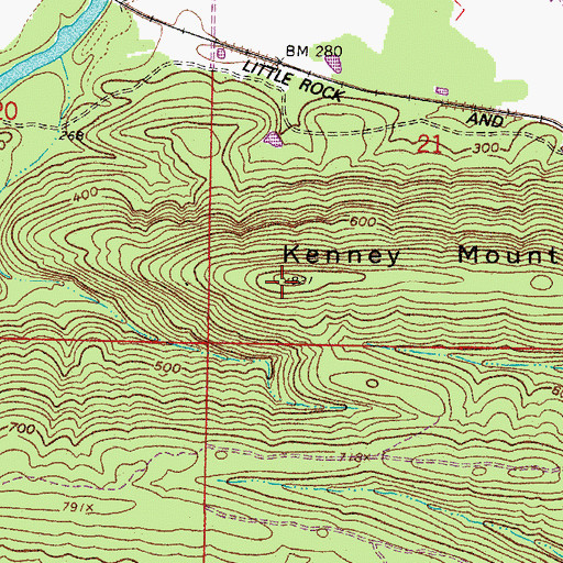 Topographic Map of Kenney Mountain, AR