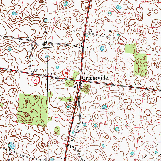 Topographic Map of Griderville, KY