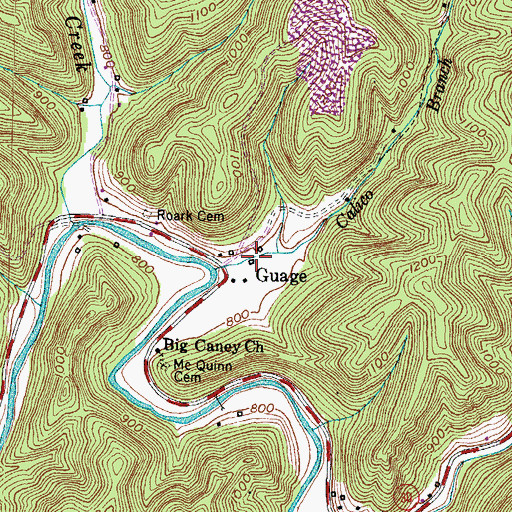 Topographic Map of Guage, KY