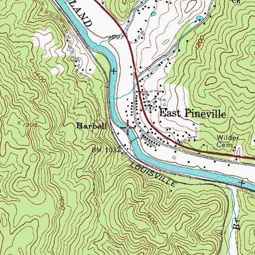 Topographic Map of Harbell, KY