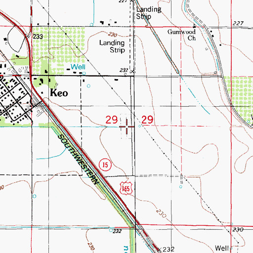 Topographic Map of Keo Cemetery, AR